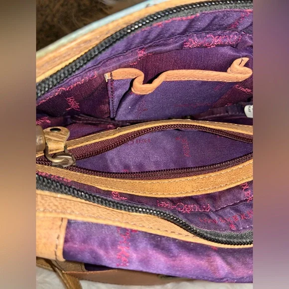 Anuschka hand-painted leather bag featuring a birds and floral design - Picture 11 of 12